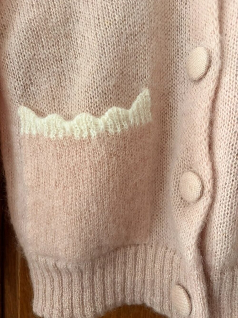 Rouje Paris Knit Cardigan Sweater Light Pink Size L - Picture 6 of 8